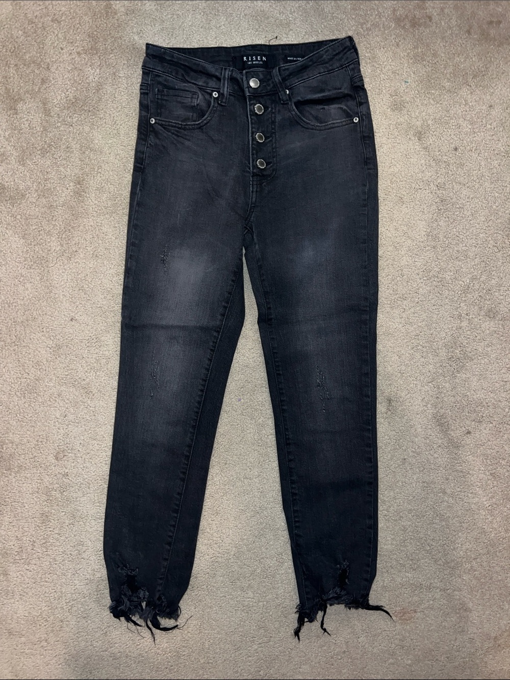 RISEN Black High-Rise Button-Fly Jeans